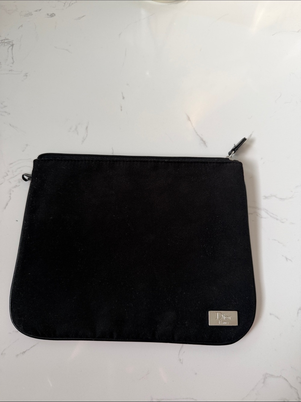 Dior Beauty Black Canvas Zip Pouch makeup bag